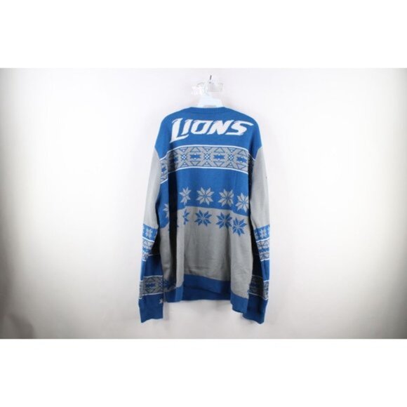 Vintage Mens 2XL XXL Distressed Detroit Lions Football Knit Christmas Sweater - Picture 9 of 11
